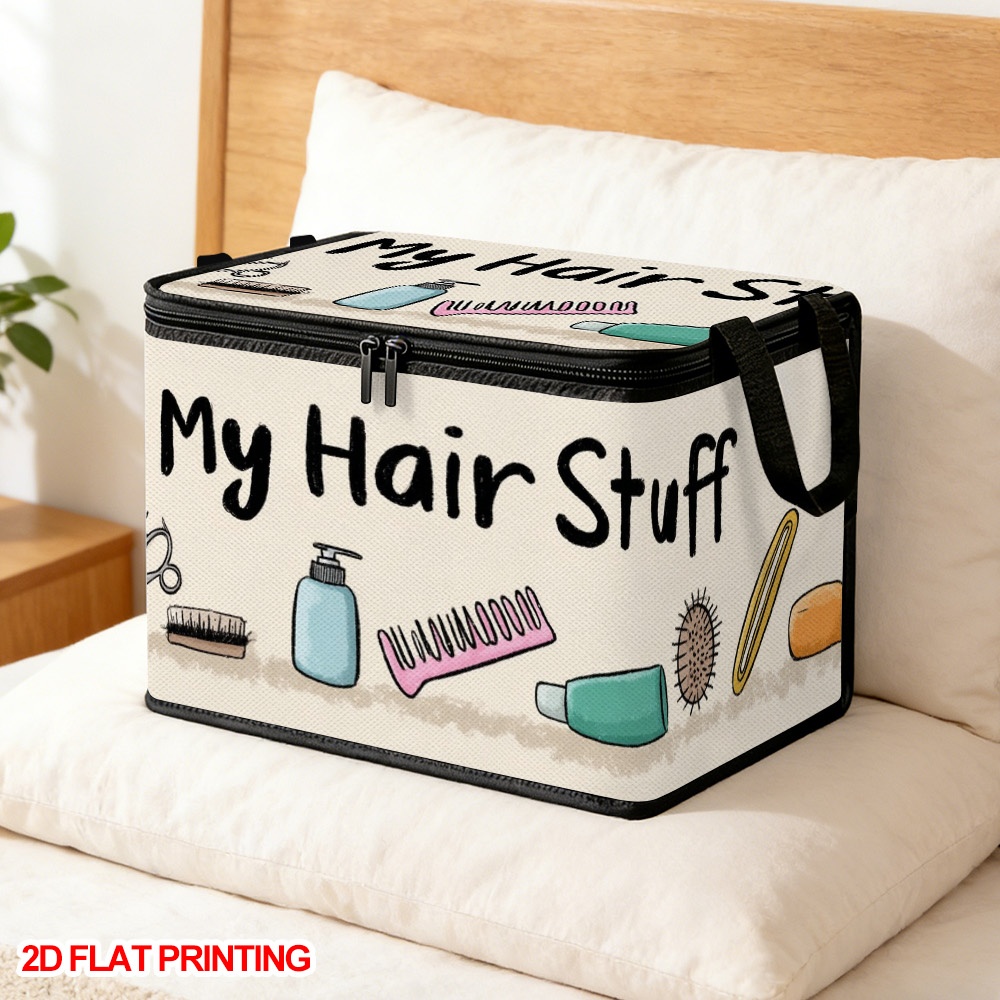 2d flat 1pc   hair stuff lidded storage bins foldable storage case large capacity book organization holiday gift office tidy under bed storage rental apartment organizing