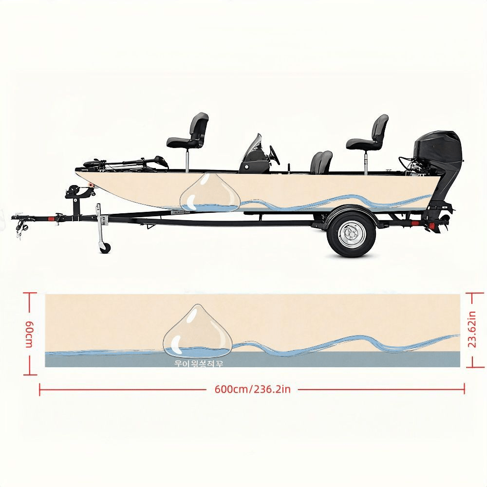 2pcs Minimalist Water Drop and Wave Boat Decals