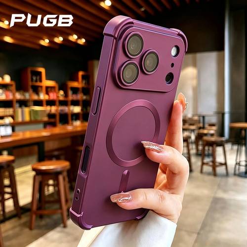 phone case luxury buffer impact matte magnetic wireless charging phone case compatible with iphone 18 pro max 17 16 15 14 13 pro women with lens protector 18 pro cases soft frame anti fingerprint shockproof back cover