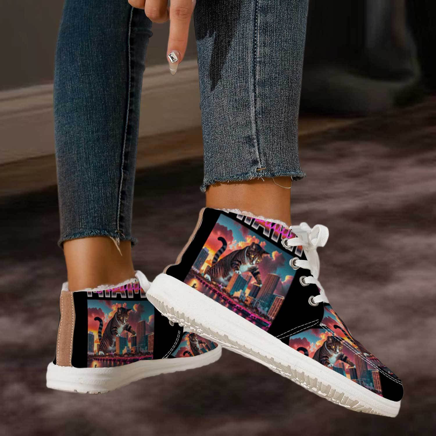 Nieuwe stijlvolle en trendy dames sneakers met hoge vetersluiting