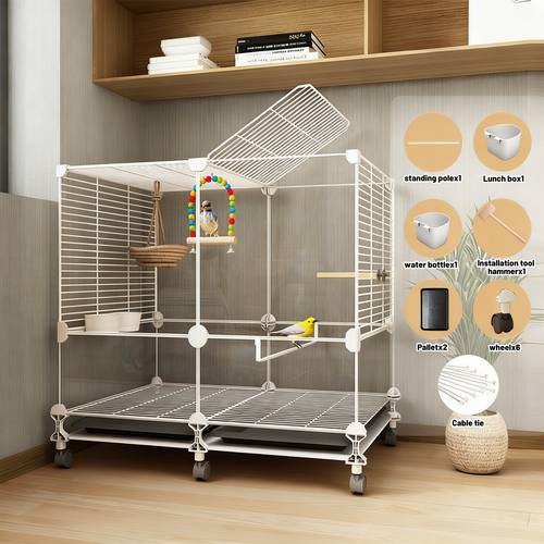 26 38 inch large pulley transparent panoramic parrot cage with luxurious aviary splash proof design front and rear transparent suitable for small cockatiels budgies sun conures and more