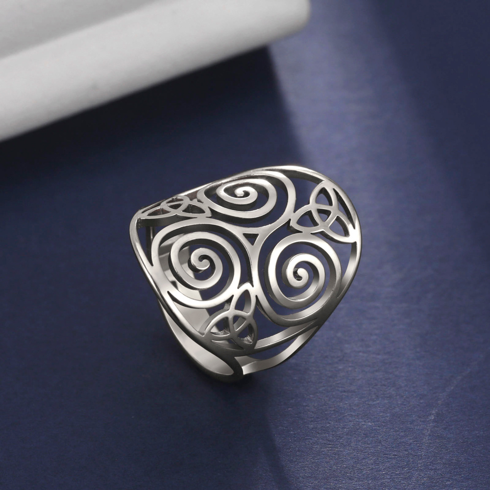 Adjustable Triskelion Amulet Ring, Bohemian Celtic Knot