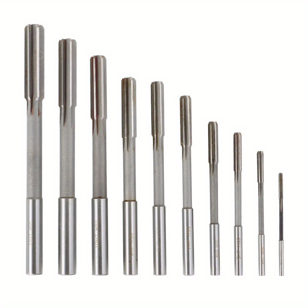 

10pcs Reamer Set, 1/8" - 15/32" Sizes, H7 Steel, Straight Flute & Shank - Precision Chucking & Milling Kit For Lathes, Drill Presses & Cnc Machines