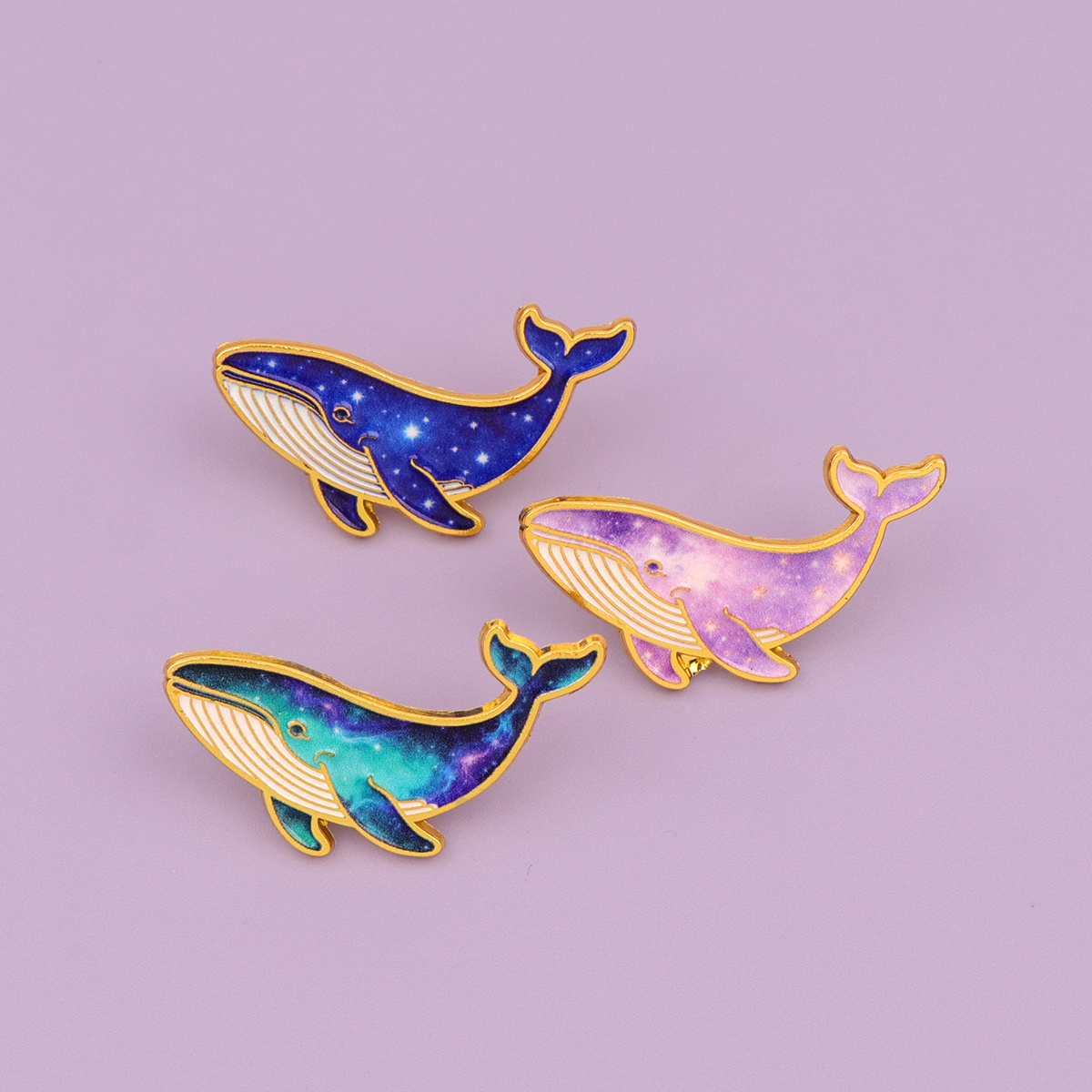 TEMU 3pcs Cute Whale Enamel Pins - Pastel Colors (pink, Purple) - Durable Alloy Lapel Brooches For Backpacks, Jackets, Hats - Perfect Gift For Women, Teens