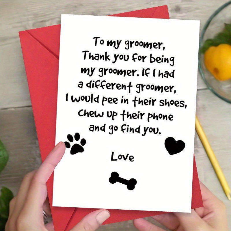 

1pc Dog Groomer Appreciation Card With Envelope - Humorous & Thank You Note, Unique Christmas Gift For Pet Care Professionals, Includes & Design