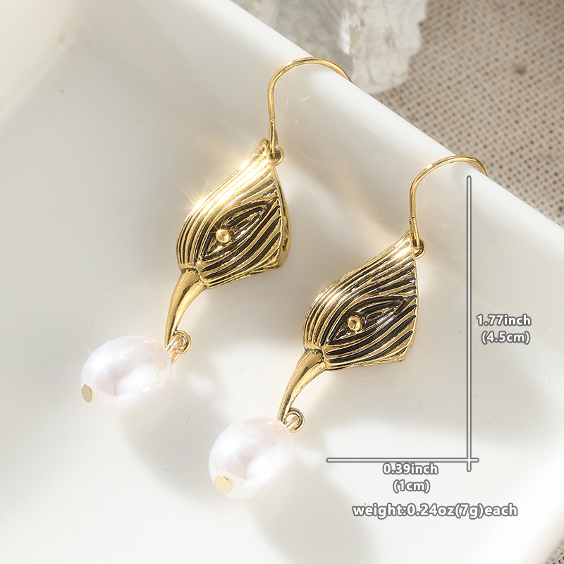 Vintage Women's Golden-Toned Ear Hook Drop Earrings