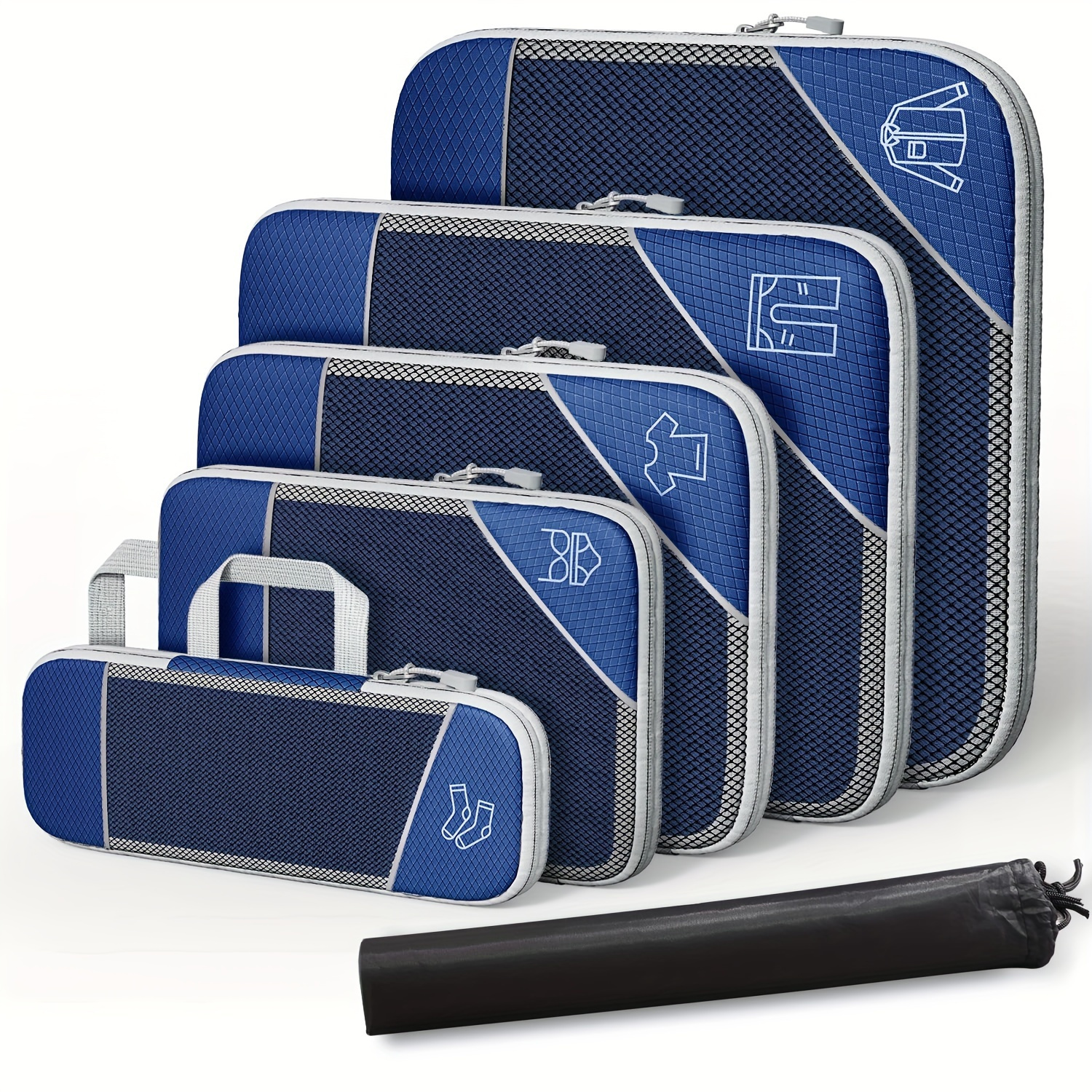 6pcs compression packing cubes set polyester travel luggage organizer accessories extensible storage bags suitcases non washable packing cube set polyester packing cubes travel gear Product details 12