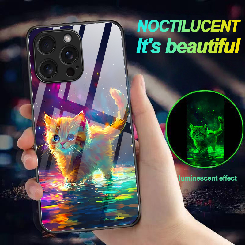 TEMU Phone Case - A Phone Case Featuring A Glowing Kitten Design, Providing Shockproof Protection And Luminous Effects Without Needing Power,