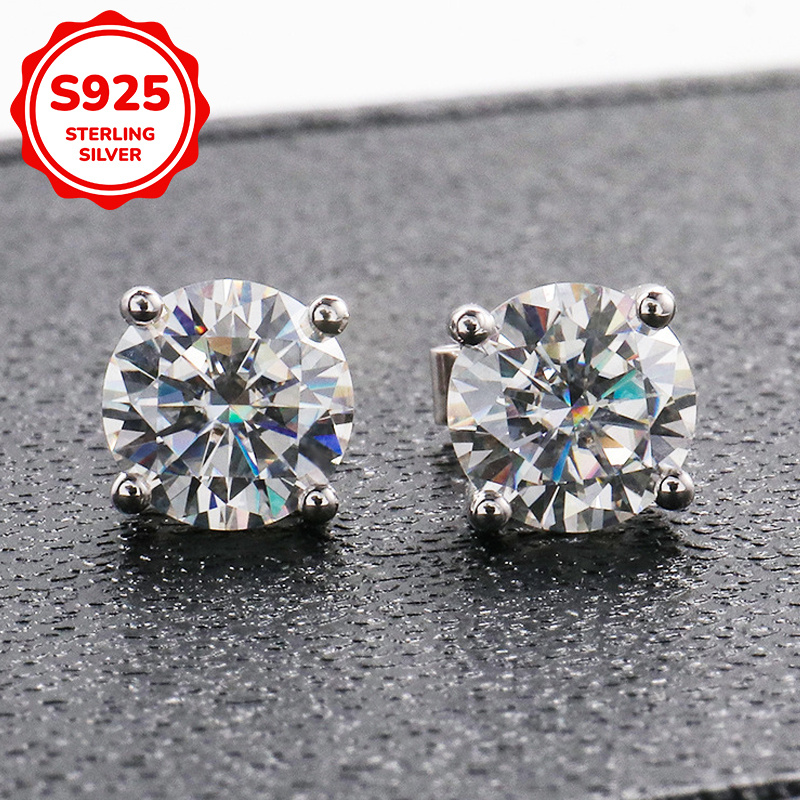 Women's 0.5/1/2/3 Carat Synthetic Zircon Earrings in 925 Silver