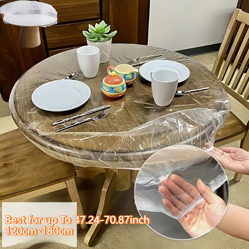 TEMU 1pc Circular Tablecloth - Transparent Circular Pvc Table Cover, And Durable, Suitable For Outdoor, Kitchen And Dining Tables, Party And