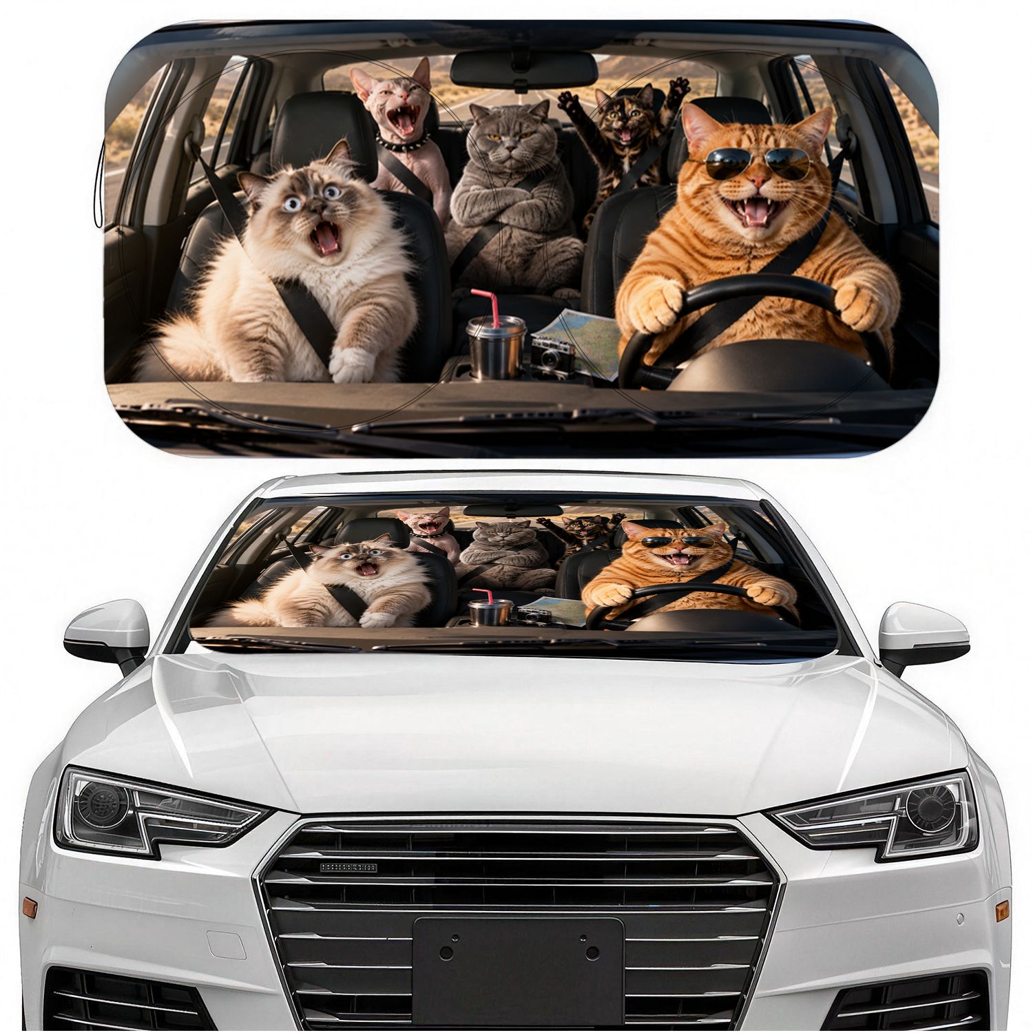 TEMU Car Windshield Sunshade, Uv-blocking Sun Visor Protector, Foldable Sun Shield, Keeps Vehicle Cool, Enhanced Uv Heat Reflection, Fun Car