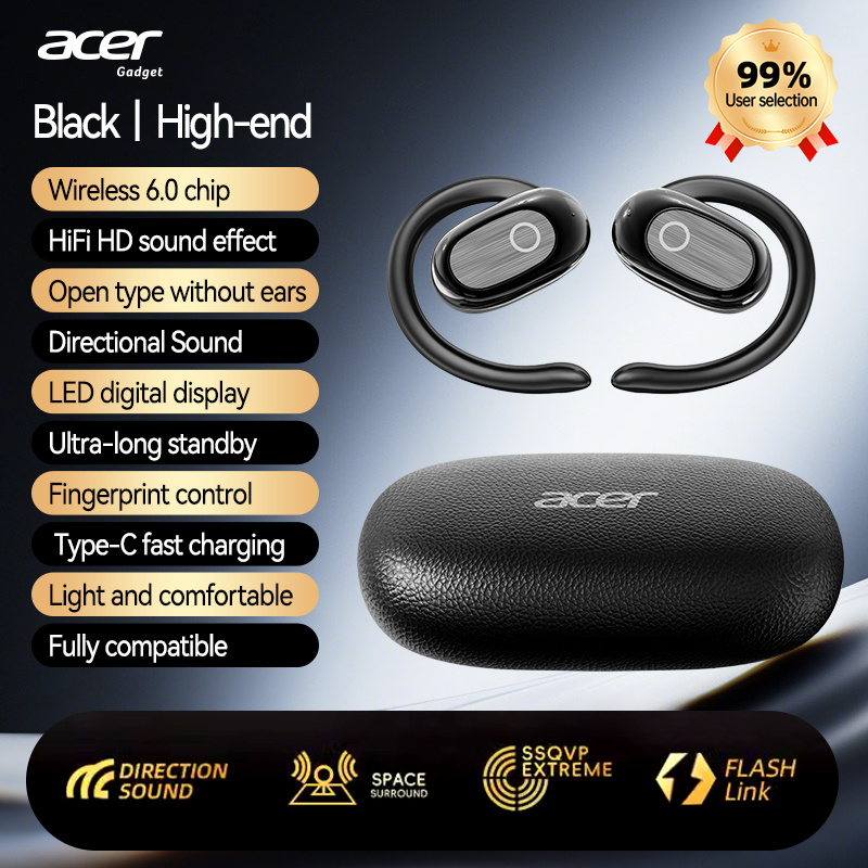 Image of Acer Genuine Product Ohr553 Portable Open-ear Wireless Headphones, 13mm Dynamic Driver Sound, Super Long Standby Bluetooth 6.0, , Open-ear Directional Audio, Type-c Charging, For Leisure And Sports