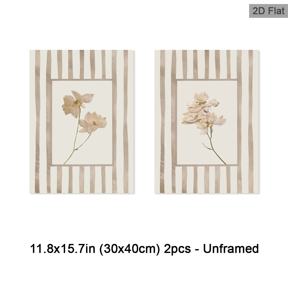 TEMU de pared 2D, 2 piezas sin con diseño floral, póster decorativo elegante para paredes, de pared estilo bohemio, láminas artísticas de moda para