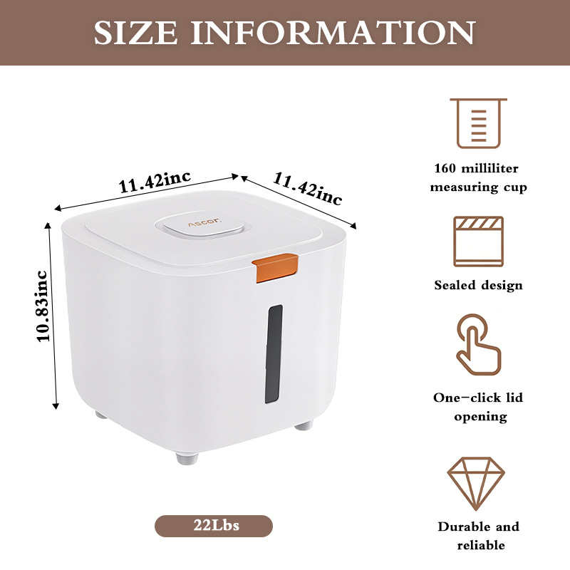 Temu – TEMU Airtight Rice Storage Containers, 11/22lbs Rice Dispenser With 5.41oz Measuring Cup, Large Capacity Plastic Rice Container For Grains, Flour,