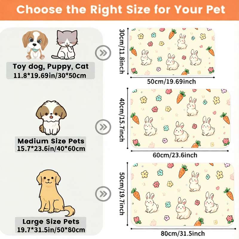 TEMU 1pc Anti-slip (yellow Base Rabbit Carrot) Pet Feeding Mat, Cute Design, Leak-proof And Easy-, Preventing Contamination. Machine Washable And