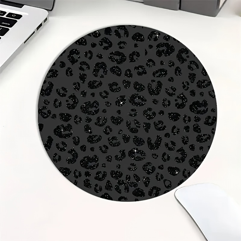 TEMU Alfombrilla de ratón redonda elegante con estampado de leopardo - Tapete de escritorio con base antideslizante, adecuada para oficina y hogar,