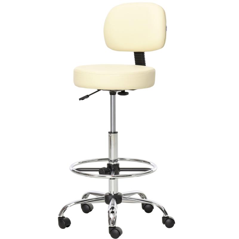 Beige Modern Swivel Bar Stool with Adjustable Height & Backrest - 360° Rotating Rolling Office Chair with 5-Wheel Base, Cushioned Seat & Hardwood Construction, Manual Height Adjustment for Home Office, Bar, Kitchen, Cafe - Easy- , Durable Contemporary Design (No Power Required), Bar Stools, Chairs, Dining Chairs, Kitchen Chairs, Modern Dining Chairs, Upholstered Dining Chairs