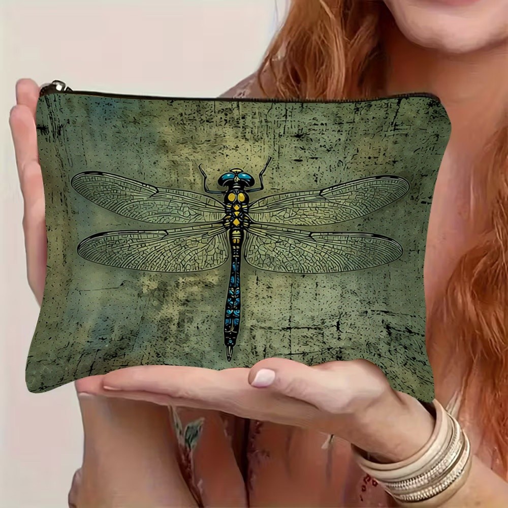 TEMU 1 stuks Make-up Tas Retro Wetenschappelijke Illustratie Print - Libelle Textuur Natuurlijke En Lichtgewicht Reis Make-up Opbergtas, Draagbare