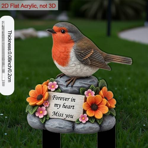 2d flat 2d flat 2d flat 2d flat 2d flat printing acrylic 1 sculpture with floral base phosphate orange and sculpture gray stone suitable for outdoor garden decoration