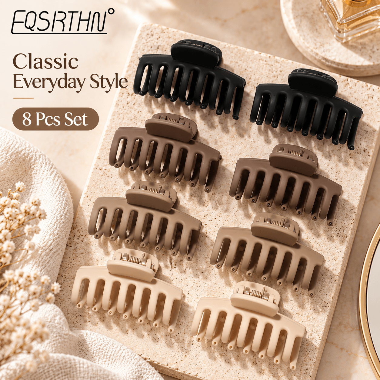 8pcs Non-Slip Strong Hold Matte Hair Claw Clips