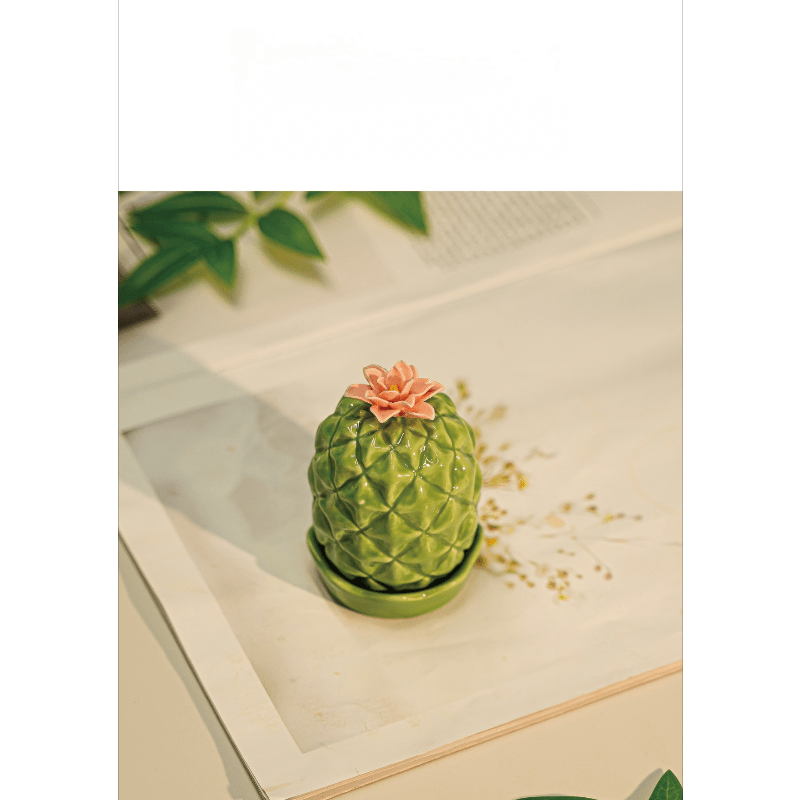 TEMU Porta palillos de cerámica con forma de cactus y , 1 pieza - para palillos a prueba de polvo, adecuada para decoración de oficina y escritorio,