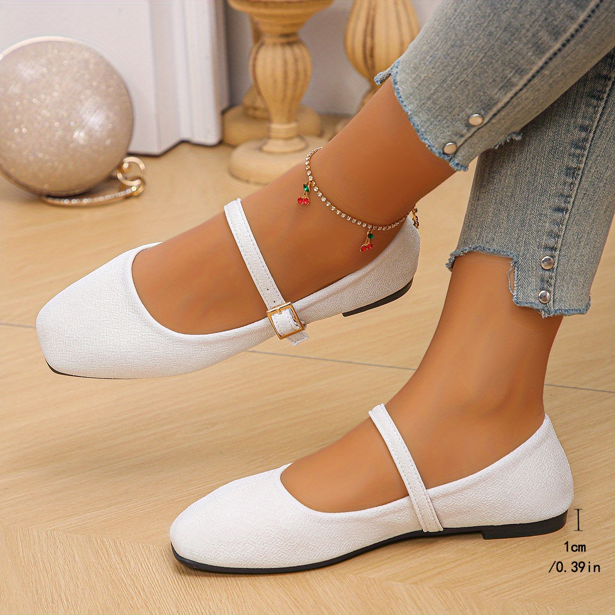 white flats sold on Temu United States - Main Image