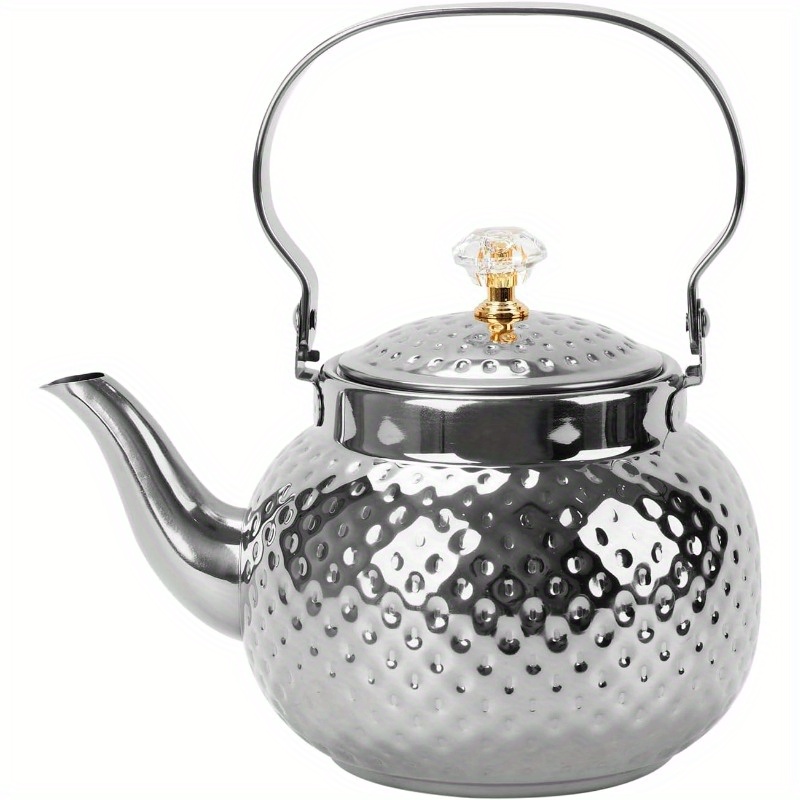TEMU 1pc Tea Kettle 1.2l Stainless Steel Teapot For Loose Leaf Tea And Coffee With Strainer, Safe For Stovetop Use, Ideal For Outdoor Travel, Perfect