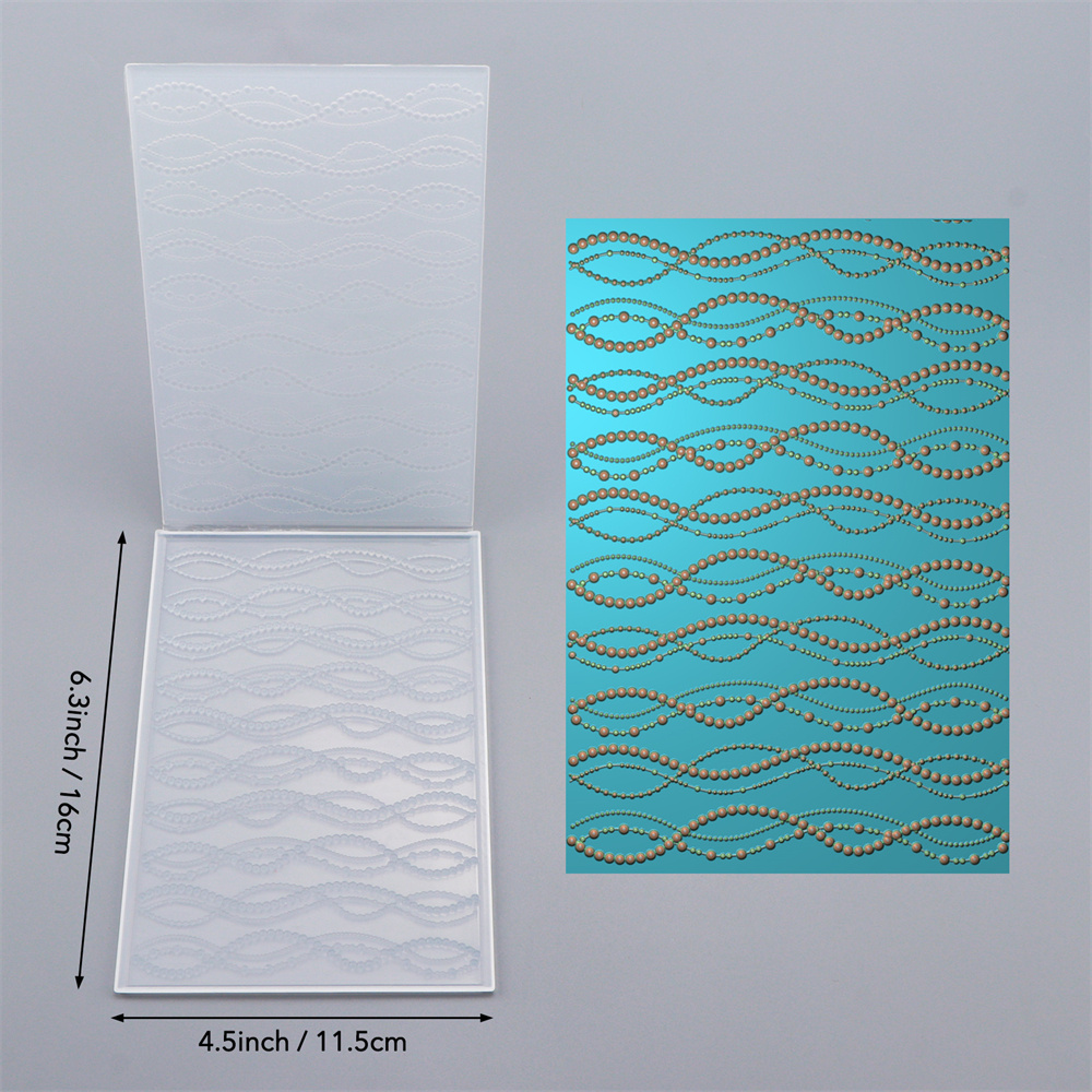 E-shop Wellenmuster Perlenlinie 3D Prägeordner Textur Muster DIY Scrapbooking Bastelbedarf für Prägung, Schablonenformen, Dekorative Bastelprojekte