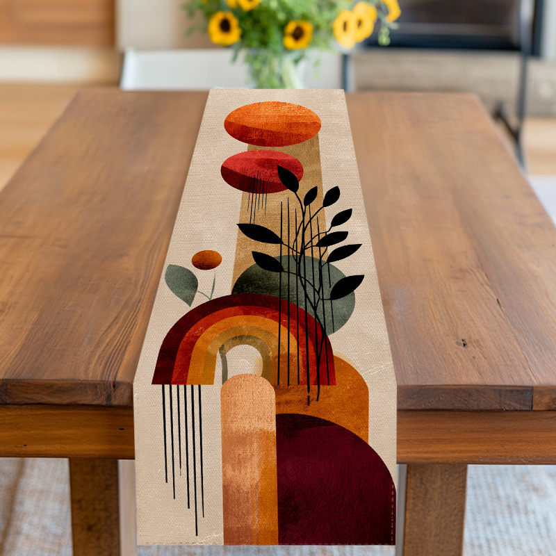 TEMU Cobertor de Mesa, Toalla de Mesa, Diseño de Geométrico y Floral Abstracto con y Hojas, Tono , para , , Aniversarios, Graduaciones, Inauguración