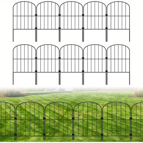 10pcs metal animal fence panels 10ft x 24in arched design with decorative lattice top durable outdoor garden courtyard landscape fencing for pet pet fence