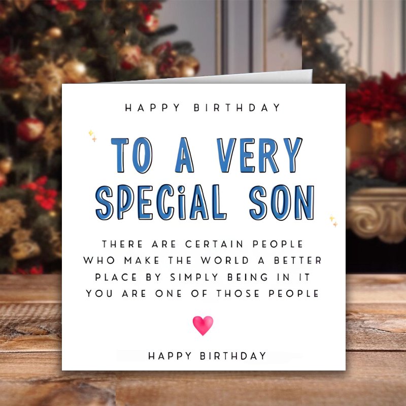 TEMU 1pc Blue Birthday Card, Specifically For Your Son, High-quality Paper With Envelope. Ideal Gift For The Best Son In The World