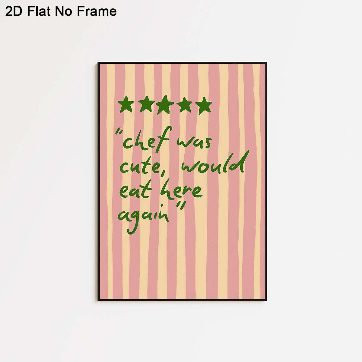 TEMU 2d Flat, 2d Flat, Frameless 2d Canvas Poster Featuring A With A Five- Review, Set Against A Pink Striped Background. Perfect For Decorating Your