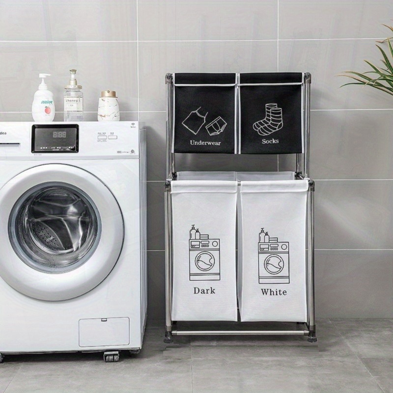 TEMU Laundry Basket With 2 Laundry , With 4 Detachable Bags, Used For Organizing Clothes. Laundry Light Is Dim
