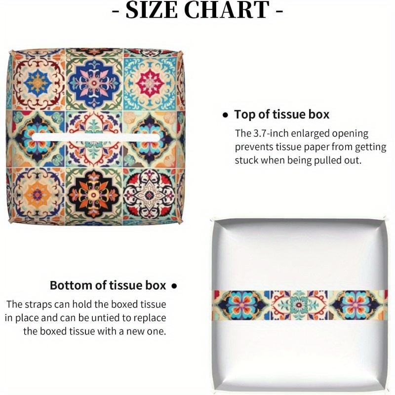 vintage ceramic tile tissue box cover ethnic     durable stylish organizer for office kitchen car bathroom holds   tissues easy   decorative facial paper dispenser bathroom organizers and storage kitchen accessory   smooth texture   Product details 4