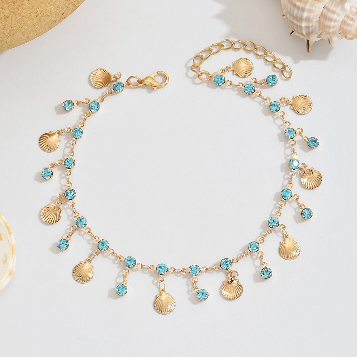 TEMU 1pc Of Exquisite And Elegant Women's Beach All-match Rhinestone Metal Scallop Tassel Anklet, Summer Adjustable Foot Additions Bohemian Style