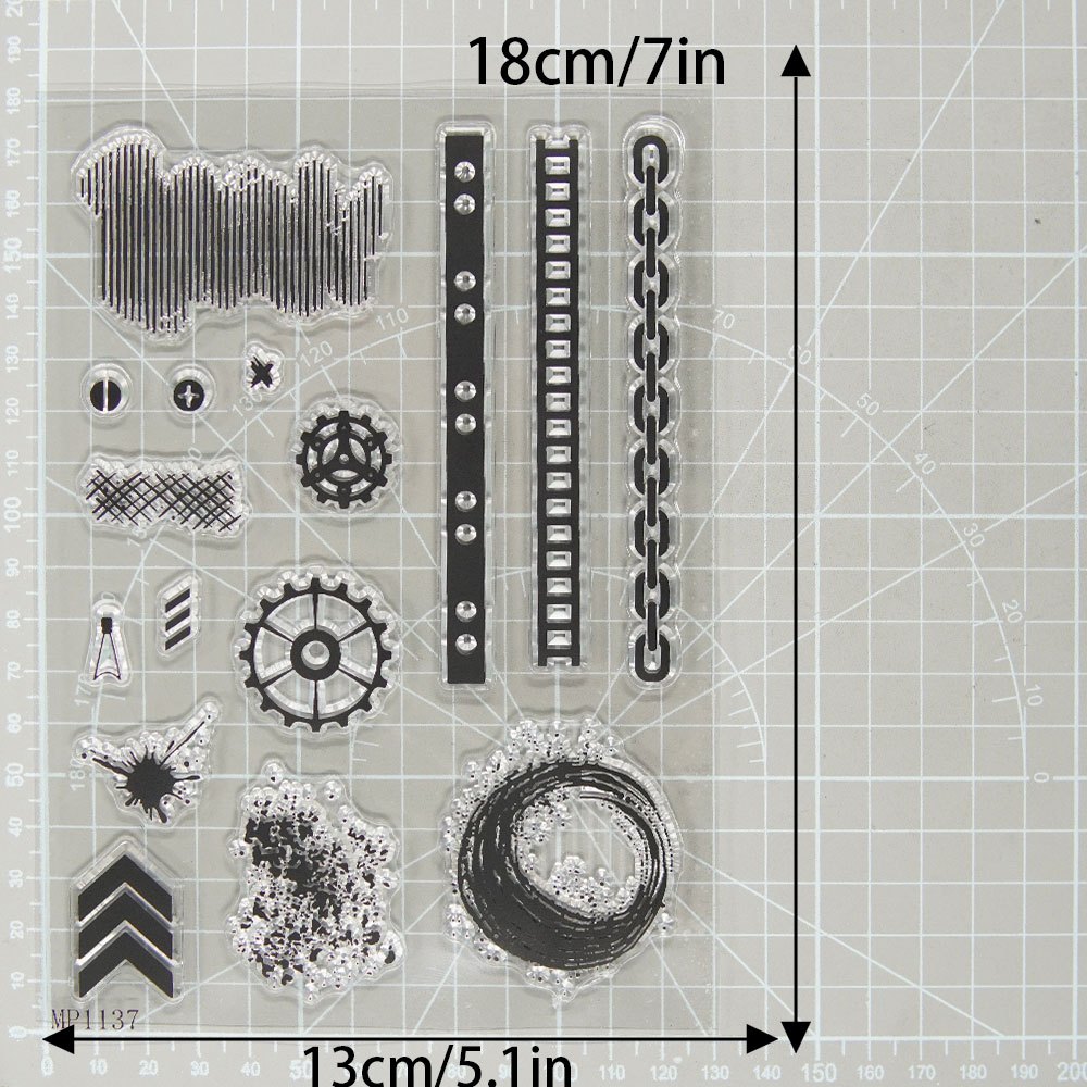 TEMU 1pc New Arrival Wishing Creative Mechanical Gears And Chains Clear Stamps And Metal Cutting Dies, For Diy Diary Decoration And Gift Making, Card