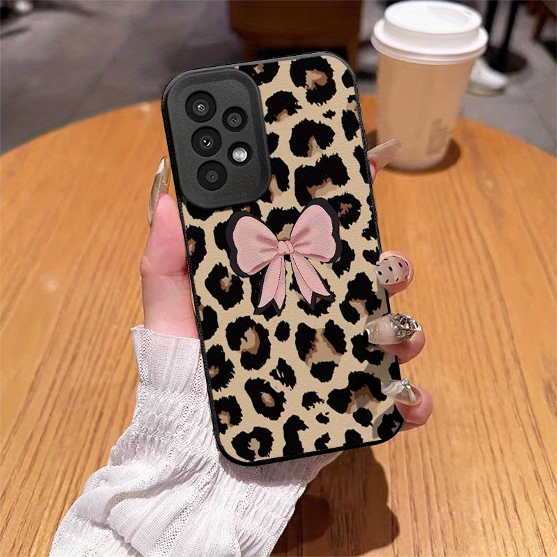 TEMU Fashion Leopard Bow Pattern Phone Case For Galaxy A05s/a13/a14/a15/a23/a24/a25/a32/a33/a34/a35/a52/a53/a54/a55/s20/s21 Fe/s22 Ultra/s23/s23