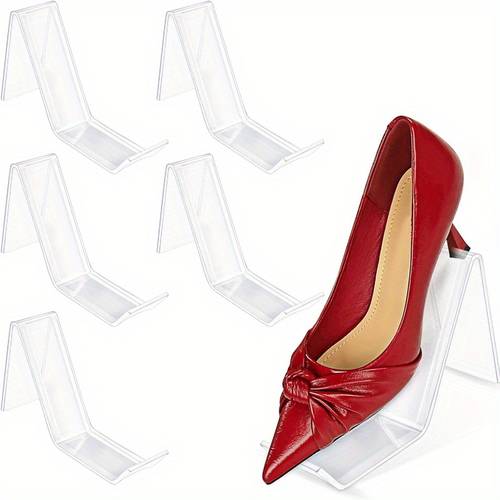 6pcs of transparent acrylic shoe racks for displaying high heels and sandals multi layer storage racks for home and store display stackable to