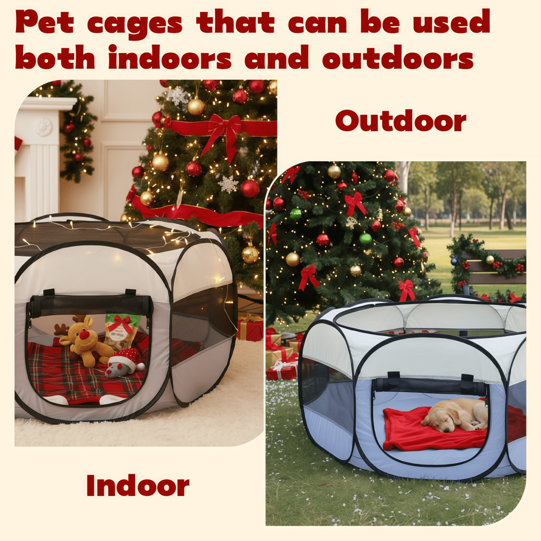 Hexagonal Pet Cage with Breathable Mesh for Cats and Small Dogs