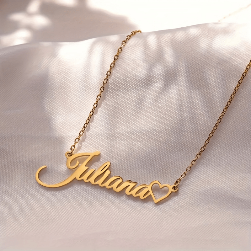 TEMU Collar con Colgante de y Personalizado & del Amor - Joyería Bohemia de Acero Inoxidable 304 para Mujeres, Casual y Fiestas, Regalo de San