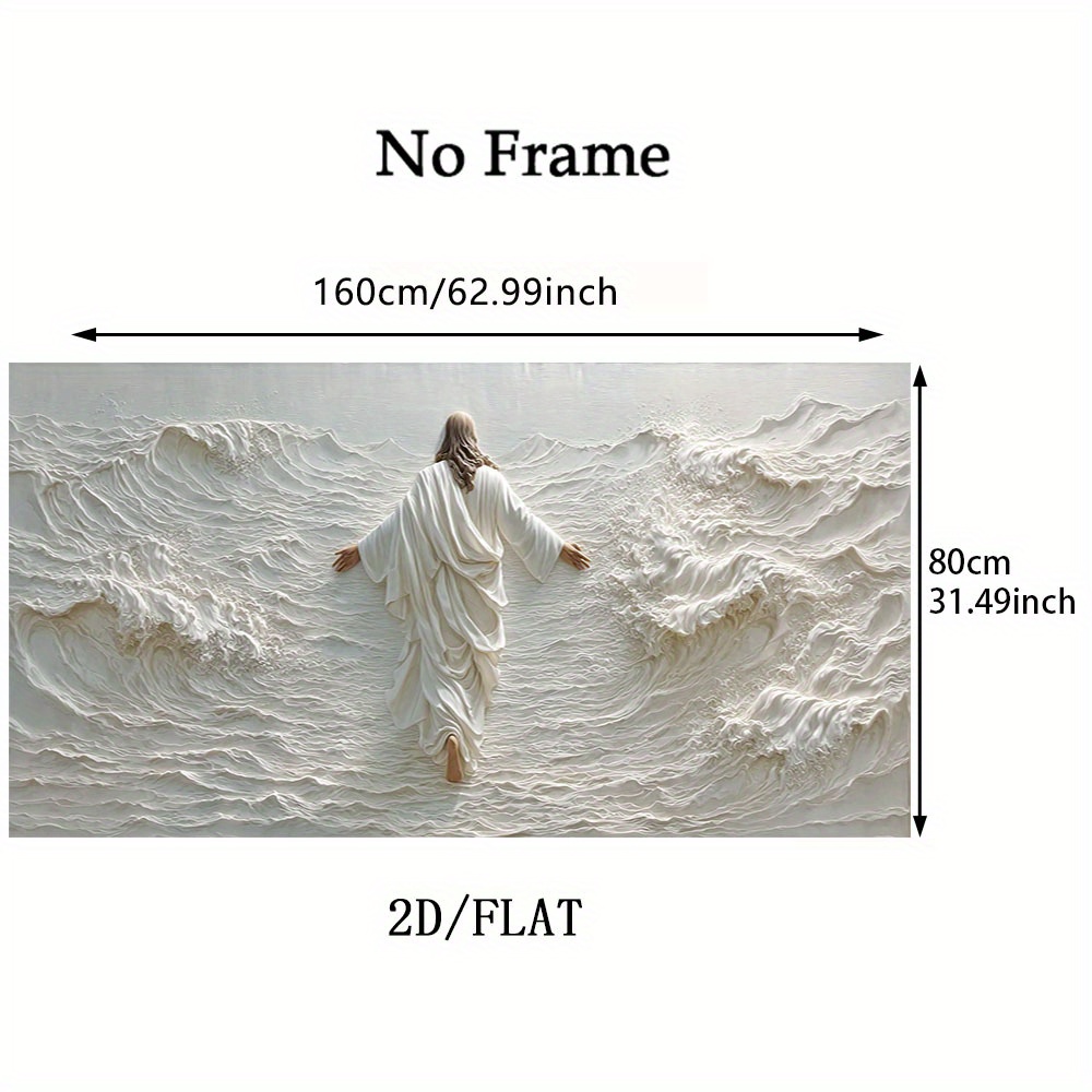 TEMU Plat 2D, Plat 2D 1 pièce Peinture sur toile religieuse très grande Écoulement d'eau - Art mural chrétien moderne minimaliste, Fond , Affiche sur