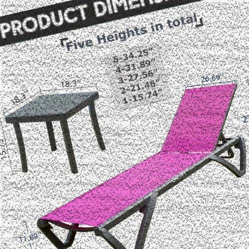 outdoor chaise lounge chair with side table heavy duty aluminum frame all weather plastic cushion 5 position adjustable backrest wheels for pool patio garden or modern outdoor furniture easy low maintenance design ideal for hotels restaurants and home use outdoor chair cushions ergonomic plastic