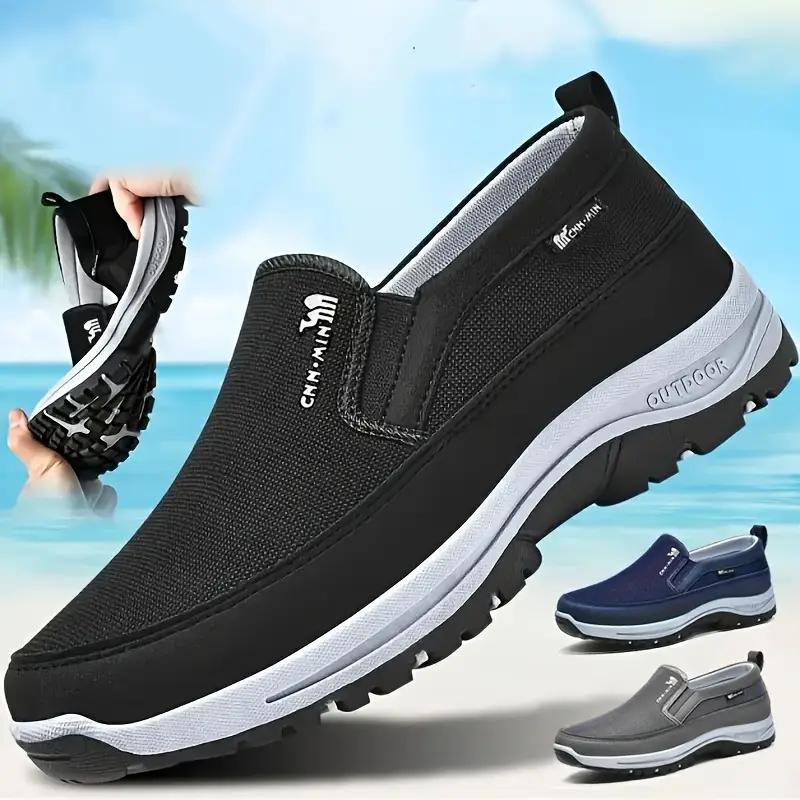 imagen del artículo zapatillas cómodas antideslizantes para hombre | zapatillas sin cordones de punto transpirable de color  ,   gruesa,   y casuales para actividades al aire libre en     y comodidad  , zapatillas de gimnasio y para correr