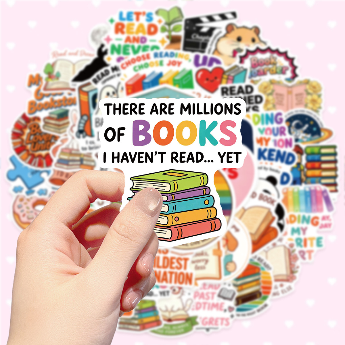 TEMU 50pcs Colorful Illustration Fun Theme Sticker Set, Featuring Books, Reading Short , Coffee Cups, Small Animals, And Bookstore Elements As Visual