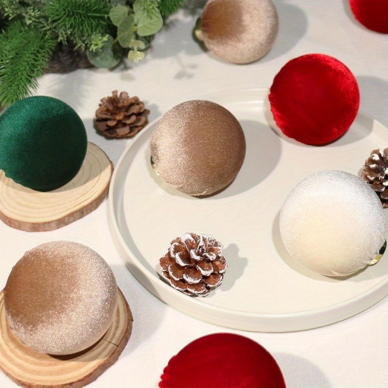 12 palline di Natale in velluto - Palle decorative da 60 mm da appendere per albero, parete, finestra (Rosso Vino
