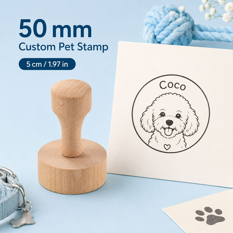 TEMU Customized Logo Wooden Handle Stamp - Circular Personalized Bookplate Stamp, Logo Stamp, , Packaging Bag Logo Stamp. Stamp For Small Businesses