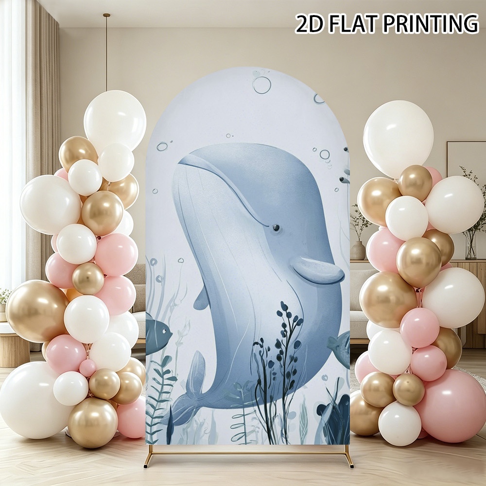 품목 사진 2d 플랫, 2d 플랫 - 2d 플랫, 2d 플랫 - (2d 플랫) 1개 수중 고래 장면 아치 배경 커버, 간편한 설치, 캐주얼 장식, 아트 벽 장식, 댄스 공연, 휴가 파티 탄성 배너에 적합