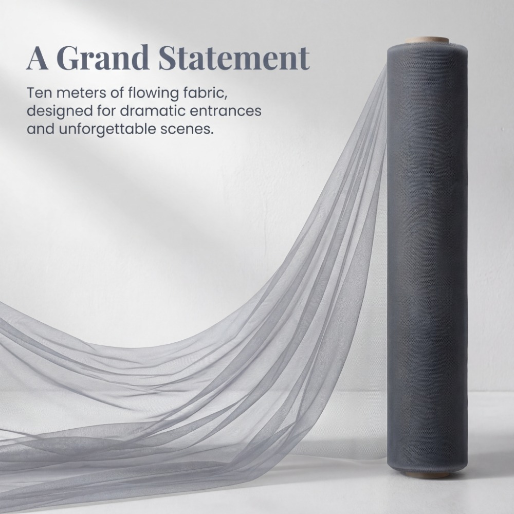 TEMU 2 Rollen Premium Grauer Dekorativer Mesh Tüll Transparenter Stoff, Bastelmaterial, Große Größe, Geeignet für Fenster Gardinen, Deckendekoration,