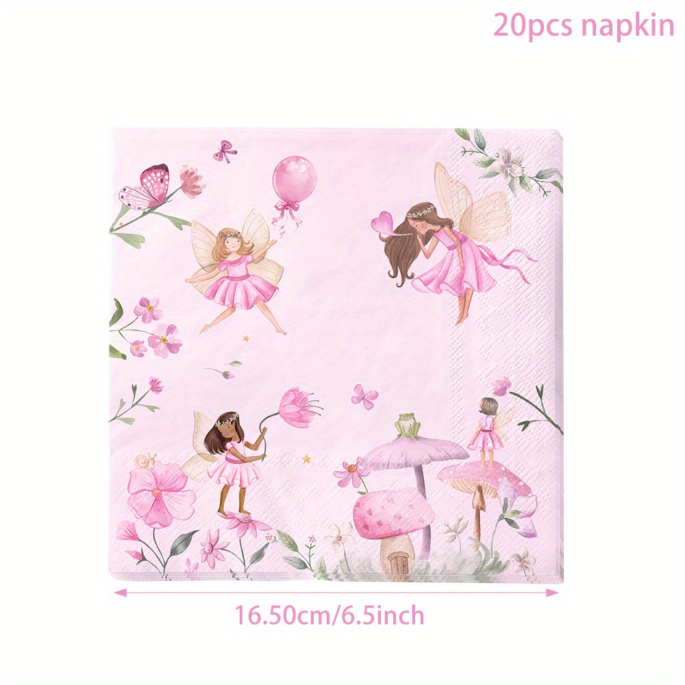 TEMU 20pcs Party Napkins - Whimsical & , For Birthday Decorations, Birthday Party Supplies | Whimsical Decor | Durable Party Supplies, Fairy