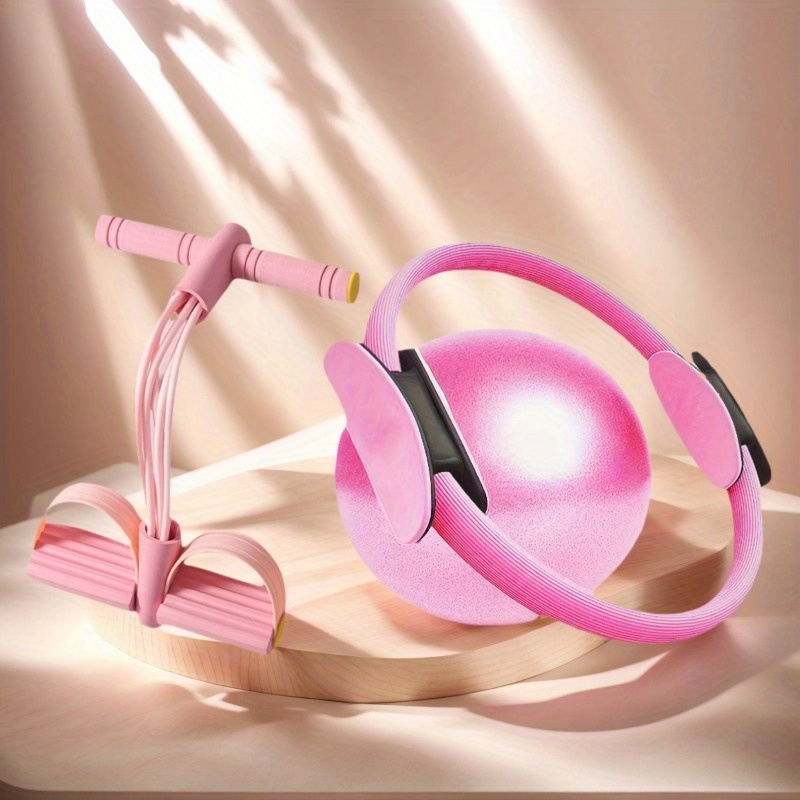 Set Pilates 13 Pezzi Per Donne - Palla, Anello Magic Circle, Fasce Elastiche E Calzini - Rosa - 4